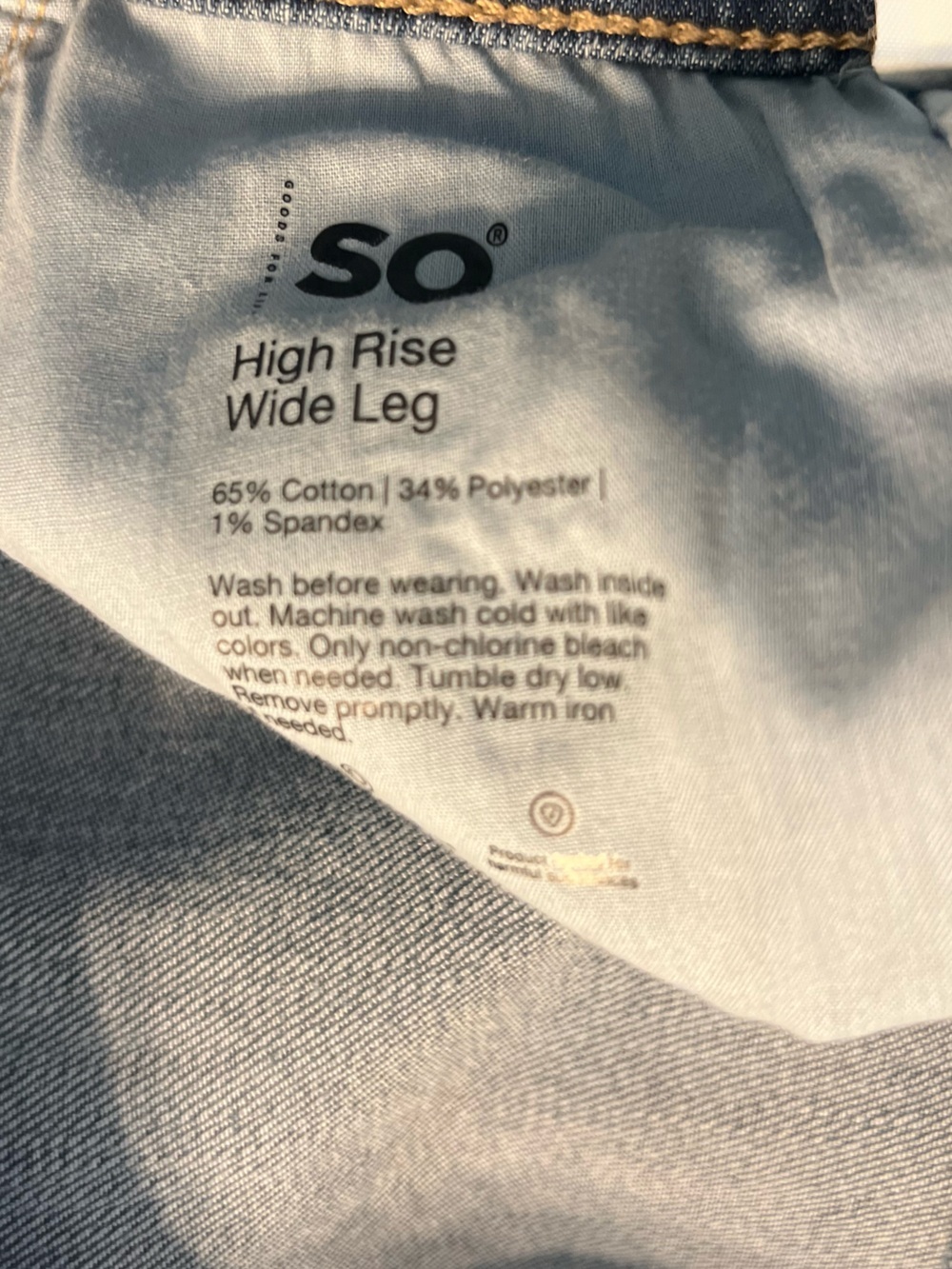 SO Super Stretch High Rise Wide Leg Blue Jeans Size 24 - Picture 10 of 10